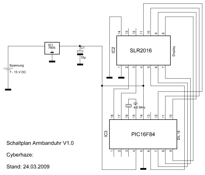 Armbanduhr Schaltplan